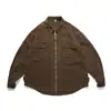 Nanxia Disfraz Nuevo Estilo Británico Marrón Té Hombres Retro Alta Calidad Algodón Pesado Lavado Chaqueta de Trabajo Camisa Holgada