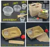 Bolsas de Papel Kraft, Cajas de Empaque Desechables, Tenedores de Plástico, Accesorios, Vasos para Salsa, Envases para Llevar con Compartimentos, 100 Piezas