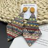 Aretes Largos Estilo Étnico Bohemio Aretes de Moda Rombos de Madera Aretes Grandes Joyería