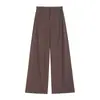 Pantalones de traje nuevos para mujer de otoño temprano, pierna ancha, pierna recta, hasta el suelo, casual, aptos para petite, versión estrecha, cintura alta, pantalones de traje drapeados