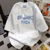 Camiseta de marca de moda para mujer, 100% algodón puro, corte holgado, diseño de nicho, estampado de letras graffiti, manga corta, top versátil