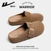 Mules de verano para mujer estilo Birkenstock, de puntera cerrada, para exteriores, con mecanismo de retroceso, zapatos de playa ligeros, sandalias casuales sin cordones para mujer