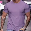 [Algodão T Tamanho Europeu] Cruzamento Europeu e Americano Liso Cor Pura Modal Gola Redonda Manga Curta Uniforme Impresso para Grupo de Publicidade