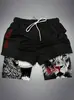 Pantalones de Cinco Puntos 2025 Estilo Europeo y Americano para Hombre Doble Capa Degradado Pantalones de Playa Shorts Casuales Moda Tendencia Corte Holgado