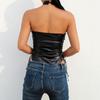 Explosiones Europeas y Americanas Transfronterizas Charol Uniforme Sexy Cordones Laterales Ropa Interior Sexy Cuello Colgante Delgado Tira Cruzada Discoteca