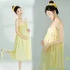 Tema Estúdio Fotográfico Novo Retrô Novo Estilo Chinês Vestido Amassado com uma Vibe Descolada para Sessão de Fotos da Barriga de Grávidas