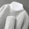 Suéter de Lana para Hombre Otoño e Invierno, Cuello Redondo, Tejido Grueso de Siete Puntos, Camiseta Base de Punto Acanalado Holgada Casual