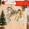 Colgante Decorativo de Caballo Galopante Dorado Hermoso Transfronterizo de Acrílico Regalo de Vacaciones Llavero de Mochila Auto-Diseñado