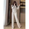 Chanel estilo losango xadrez emagrecimento envelhecimento-redução elegante malha terno cross-border roupas femininas início do outono suéter cardigan + calças de perna larga