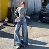 Outono de 2026 Novos Calças de Pernas Largas Jeans Feminino Calças de Pernas Retas Jeans Azul Vintage Calças Longas Comprimento Estendido Suporte Dropshipping