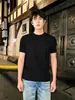 Camiseta de verano para hombre de estilo americano con patrón oscuro de punto jacquard acanalado, manga corta, hombros normales y mangas con puño, para deportes y fitness