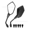 Espejo Retrovisor de Motocicleta Transfronterizo Modificado Reflector de Campo de Visión Amplio Patrón de Serpiente Espejo Cuadrado Horizonte Espejo Retrovisor para Vehículo Eléctrico