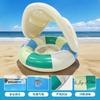 Juego de Piscina de Verano Ecológico Engrosado con Parasol Asiento Rayado con Asa Anillo de Natación Inflable para Niños de 3 a 6 Años