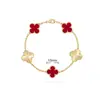 Pulsera de Calcedonia Morada Natural de Cinco Flores [Versión Alta Dorada V Chapado Grueso en Oro] Pulsera de Trébol de Cuatro Hojas de 18 Quilates para Mujer, Artesanía Exquisita
