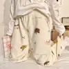 Calça Térmica Macia Outono e Inverno, Calça Longa Feminina com Laço, Calça Casual Solta para Casa que Pode Ser Usada Fora