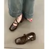 Zapatos Mary Jane Franceses Estilo Nuevo 2026 para Mujer, Correa Única Inspirados en Diseñador, Punta Cuadrada, Tacón Grueso, Zapatos de Piel Marrón Retro