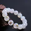 Pulsera Mítica de Ágata Natural Roja, Amarilla, Blanca, Verde y Negra con Unicornio para Hombres y Mujeres, Cinco Elementos (Oro, Madera, Agua, Fuego, Tierra) Cuentas 8-14mm