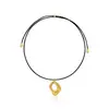 Collar con Colgante Geométrico Irregular Retro Europeo y Americano con Cordón de Cuero para Mujer, Cadena para Suéter de Diseño Exquisito de Lujo Ligero de Nicho de Gama Alta