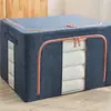 Caja de Almacenamiento Plegable Transparente para el Hogar con Apertura Frontal Tela Almacenamiento Organizador Plegable para Edredones Caja de Almacenamiento para Mudanzas