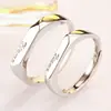 Anillo Abierto Ajustable de Plata de Ley S925 Tonglin Fashion Par de Anillos Estilo K Estilo Ins Joyería Sencilla Anillo de Pareja