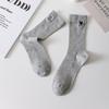 Calcetines de Estilo Nuevo de Primavera Estilo Coreano AB Pies Izquierdo y Derecho Carta de Amor Bordada Calcetines Medios para Mujer Calcetines Simples Apilados con Dobladillo para Mujer