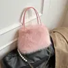 Bolsa Peluda Coreana de Nicho Simple para Mujer 2025 Nuevo Otoño e Invierno Bolso de Mano Moda Cadena Felpa Bolso Cruzado de Hombro