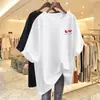 Camiseta de Manga Corta Estilo Nuevo 2026 para Mujer, Top de Longitud Media, Ropa Holgada Talla Grande para Mujer, Top de Verano para Mamá de Mediana Edad que Cubre el Vientre