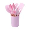 Juego de 12 piezas de silicona con mango de madera de colores, gran oferta, juego de utensilios de cocina de silicona, combinación de utensilios de cocina de grado alimenticio, espátula resistente a altas temperaturas