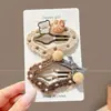 Pinza para el Cabello de Felpa Marrón Estilo Coreano con Perlas, Pinza Lateral de Gama Alta, Pinza BB para Melanina, Horquilla para Mechones Sueltos de la Frente