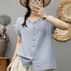 Camisa de Encaje con Mangas Acampanadas Estilo Coreano Transfronteriza Nueva para Mujer, Top Casual de Diseño Artístico Vintage para Mujer Fábrica