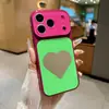 Espejo de corazón con bloques de color estilo europeo aplicable para funda de teléfono Apple 17promax iPhone18pro cobertura completa 16/15