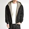 Jaqueta Curta Reversível Pied-de-Poule Masculina Outono Inverno Estilo Americano Pesada Rígida com Capuz Cardigan Moletom cleanfit