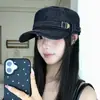 Boina de mezclilla desgastada y rota con ala grande, gorra de pintor tipo boina vintage para mujer que hace que la cara se vea más pequeña