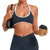 Sujetador Deportivo QiuSha con Cuello Halter y Almohadillas en el Pecho, Cuello en U, Color de Contraste, Top Deportivo para Fitness Pilates Entrenamiento 4583
