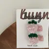 Novo gancho de mão contas de lã morango presilha de cabelo infantil tiara par de presilhas presilha lateral elástico pequeno