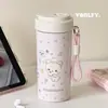 Bonita, Linda, Portátil, Termo para Doble Bebida, Taza con Popote de Dibujos Animados Nuevo Estilo Rilakkuma para Niñas y Estudiantes