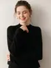 Suéter de Cashmere Cinza de Alta Qualidade com Gola Alta Meia-Calça para Mulheres, Suéter Básico Solto de Cashmere Macio e Sedoso, Roupa Simples e Versátil para o Trabalho de Outono e Inverno, Suéter de Lã