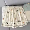 Pijama de Algodón Nublado para Mujer de Comercio Exterior Transfronterizo, Cárdigan de Manga Corta, Shorts de Dibujos Animados para Niñas, Se Puede Usar Afuera, Conjunto para Estar en Casa, Verano
