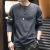 Camiseta de manga longa de alta qualidade para homens, moletom de marca da moda outono 2026, camisa básica casual com gola henley, atacado