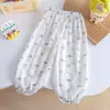Calça Repelente de Mosquitos para Bebê Sensação Gelada Verão Estampa Floral Calça de Ar Condicionado Nova Infantil Estampa de Desenho Animado Leve Respirável Calça Cropped