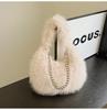 Moda Inverno 2026 Estilo Coreano Casual Transfronteiriço Bolsa de Pelúcia Versátil Bolsa de Ombro Transversal Bolsa de Mão com Contas
