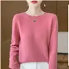 Suéter de Lã Ready-To-Wear de Primeira Linha para Mulheres 100% Lã Camiseta Básica Gola V Tricotado Solto Suéter de Caxemira Look Emagrecedor Top Outono e Inverno