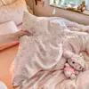 Lindo juego de ropa de cama de 3 piezas para literas de dormitorio, funda de edredón, funda de almohada, individual/doble de dormitorio, lavable a máquina, algodón lavable al agua juego de 4 piezas