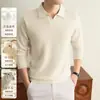 Estilo Old Money, suéter de lana cepillada con cuello con muesca, nueva colección otoño/invierno 2026 para hombre, que contiene seda, 16-gauge, 43-count, suéter de cachemira de 2 cabos
