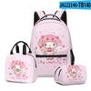 Mochila escolar 3D nova Sanrio melody, bolsa de lanche, estojo, conjunto de três peças