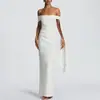 2025 Estilo Europeo y Americano Otoño Nuevo Más Vendido Vestido de Mujer con Cinta Exportación Sexy Tubo Fruncido que Cubre la Cadera Falda Larga