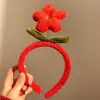 Linda Diadema de Florcitas Rojas, Muñequera de Felpa Flor de Dinero para Lavado Facial, Diadema de Florcitas Pequeñas 3D al por Mayor, Diadema de Flor de Dinero