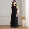 Vestido de Gasa sin Mangas para Mujer, Nuevo Estilo Verano 2026, de Moda Este Año, Elegante Vestido de Largo Medio con Cintura Ajustada y Corte A
