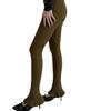 Pantalones de Punto Largos Microacampanados de Cintura Alta Ajustados de Pierna Estilo Europeo y Americano para Mujer Color Sólido Ropa Exterior Ajustados Elásticos de Herradura