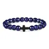 Pulseira de Contas Cruz de Ágata 8mm Transfronteiriça Pedra Olho de Tigre Obsidiana Branca Pedra Vulcânica Pulseira Pulseira Atacado